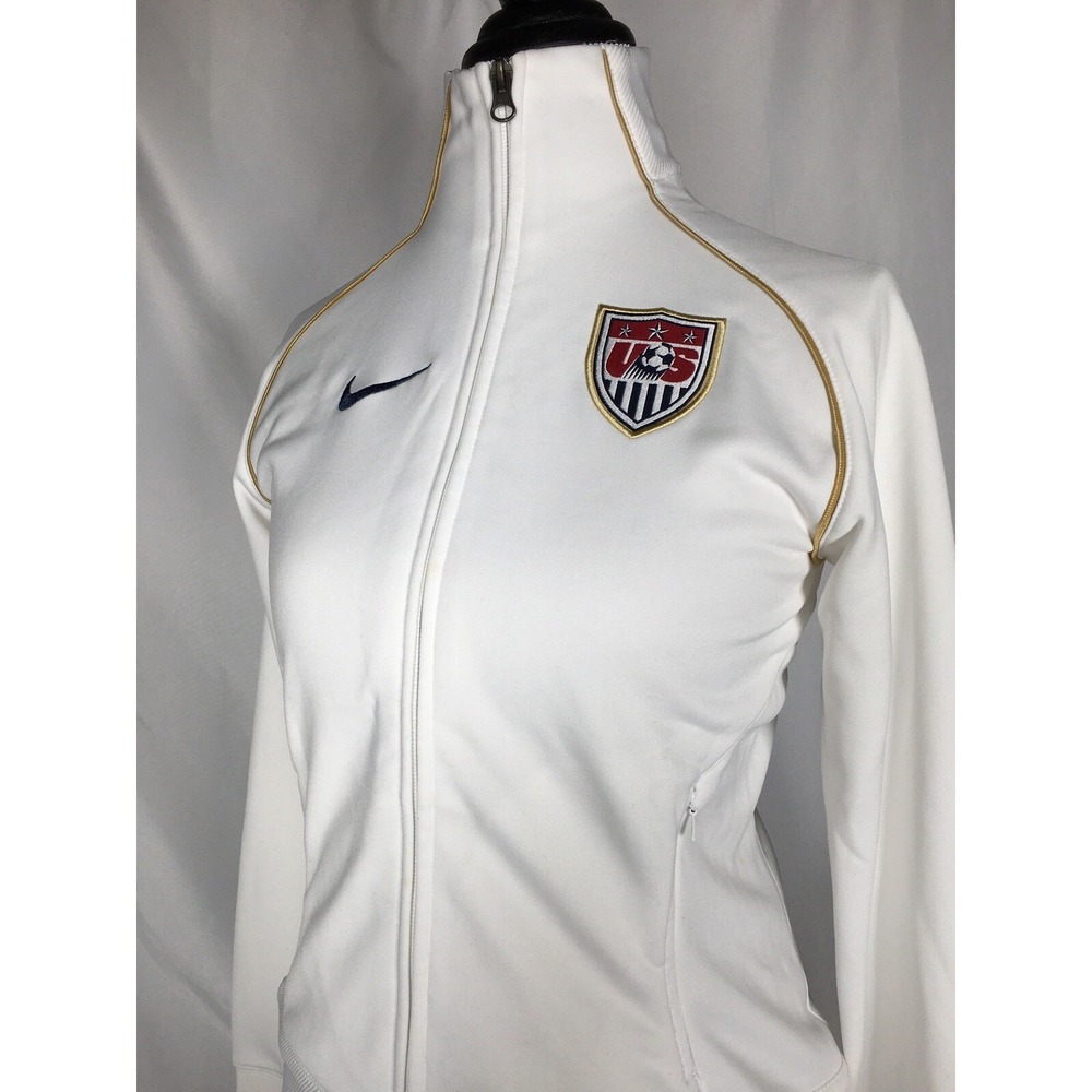 Nike Women's Team USA Soccer White 2008 Signed Warmup Anthem Jacket Size SMALL